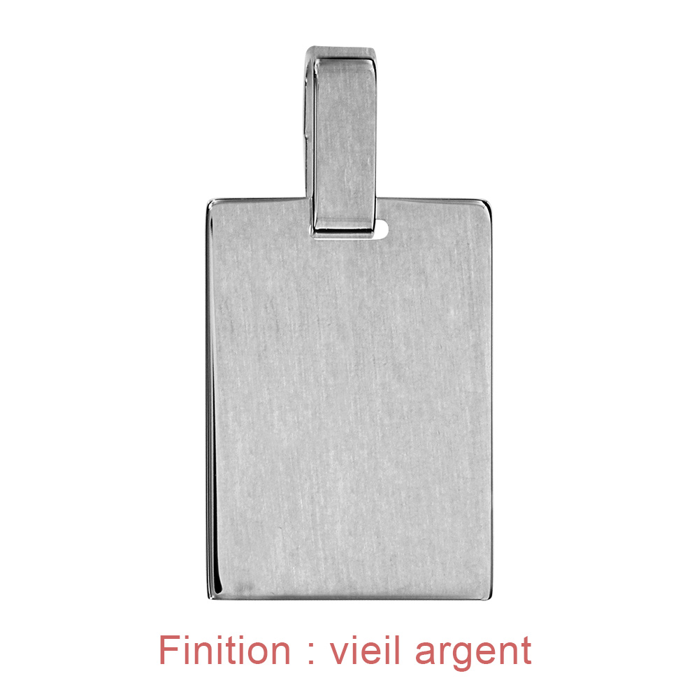 Pendentif en argent plaque G.I. rectangulaire � graver - dimensions 15mm X 20mm - plaque prestige - Vue 2