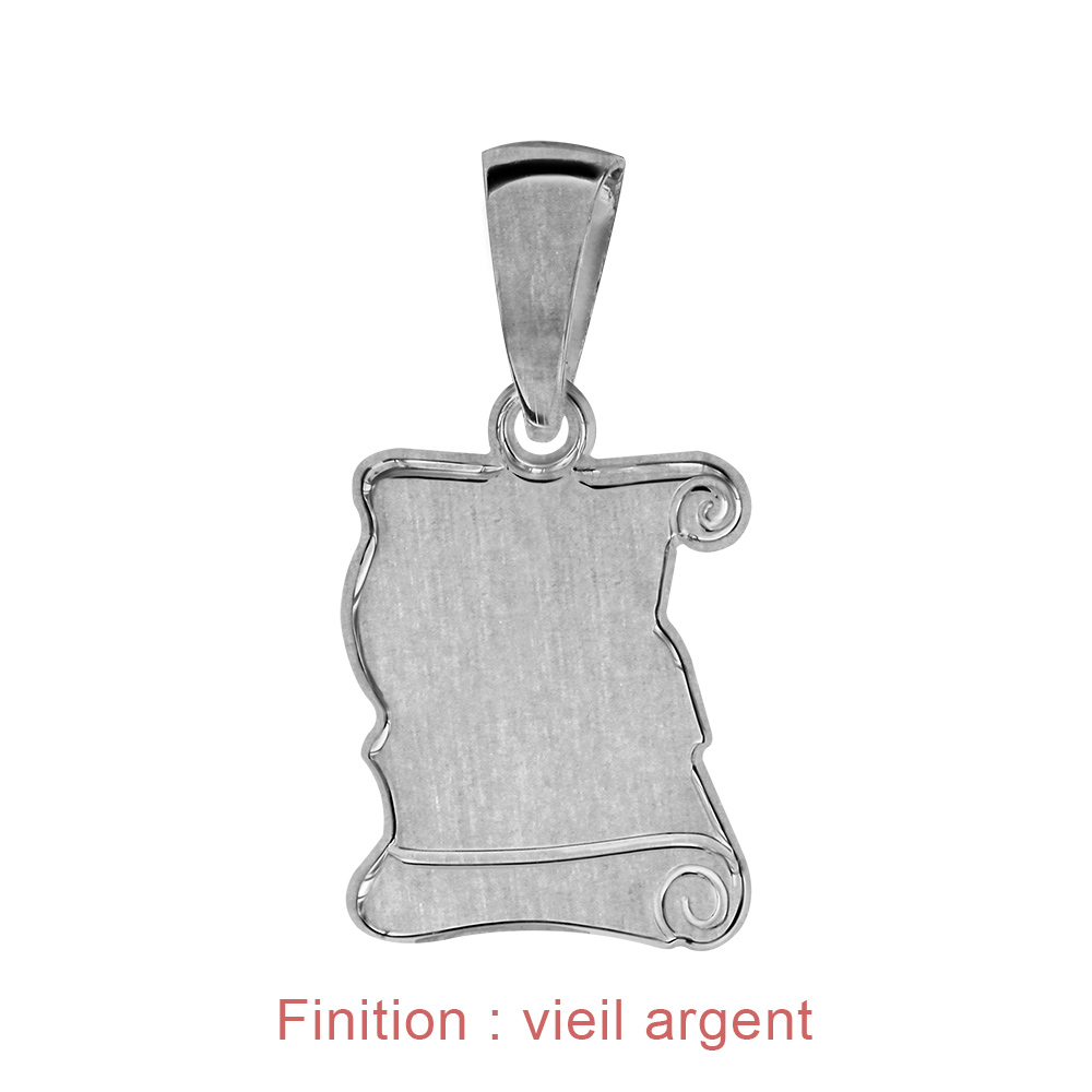Pendentif en argent parchemin � graver petit mod�le - plaque prestige - Vue 2
