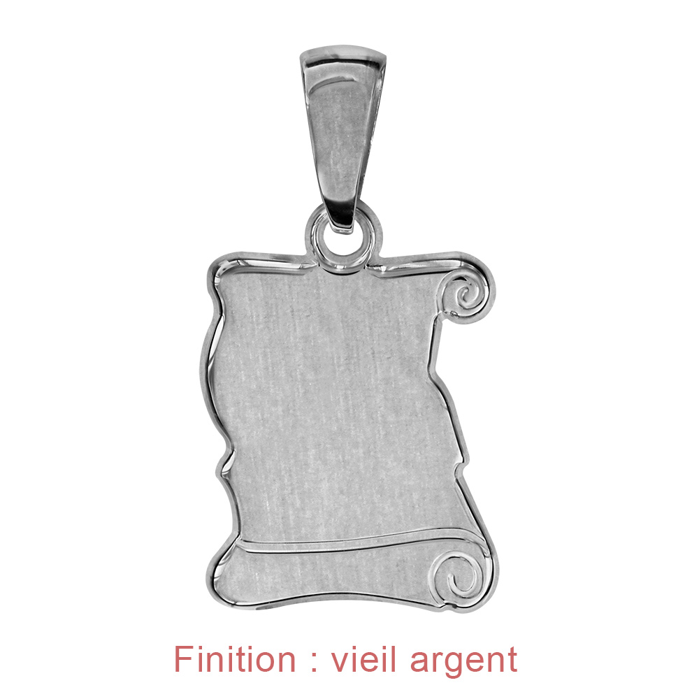 Pendentif en argent parchemin � graver moyen mod�le - plaque prestige - Vue 2