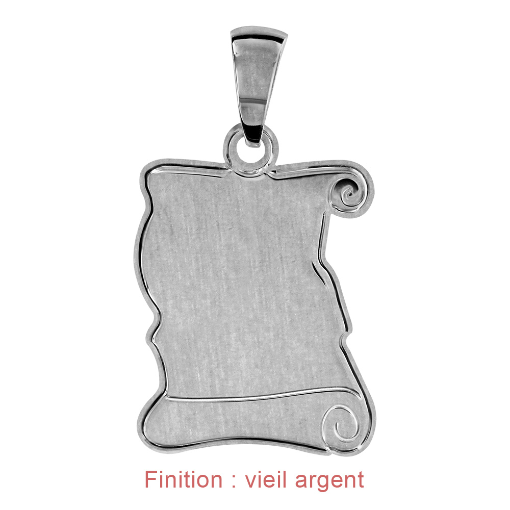 Pendentif en argent parchemin � graver grand mod�le - plaque prestige - Vue 2