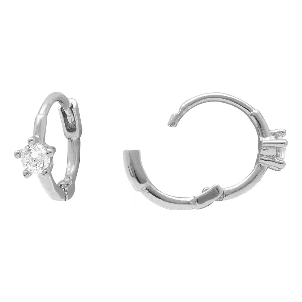 Boucles d\'oreille croles tige en argent rhodi avec fleur d\'oxyde blanc serti - Vue 2