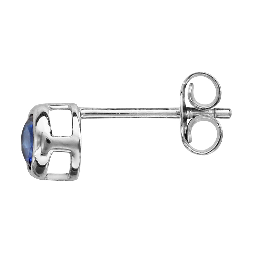 Boucles d\'oreilles en argent rhodi� oxyde bleu fonc� serti clos et fermoir poussette - Vue 2