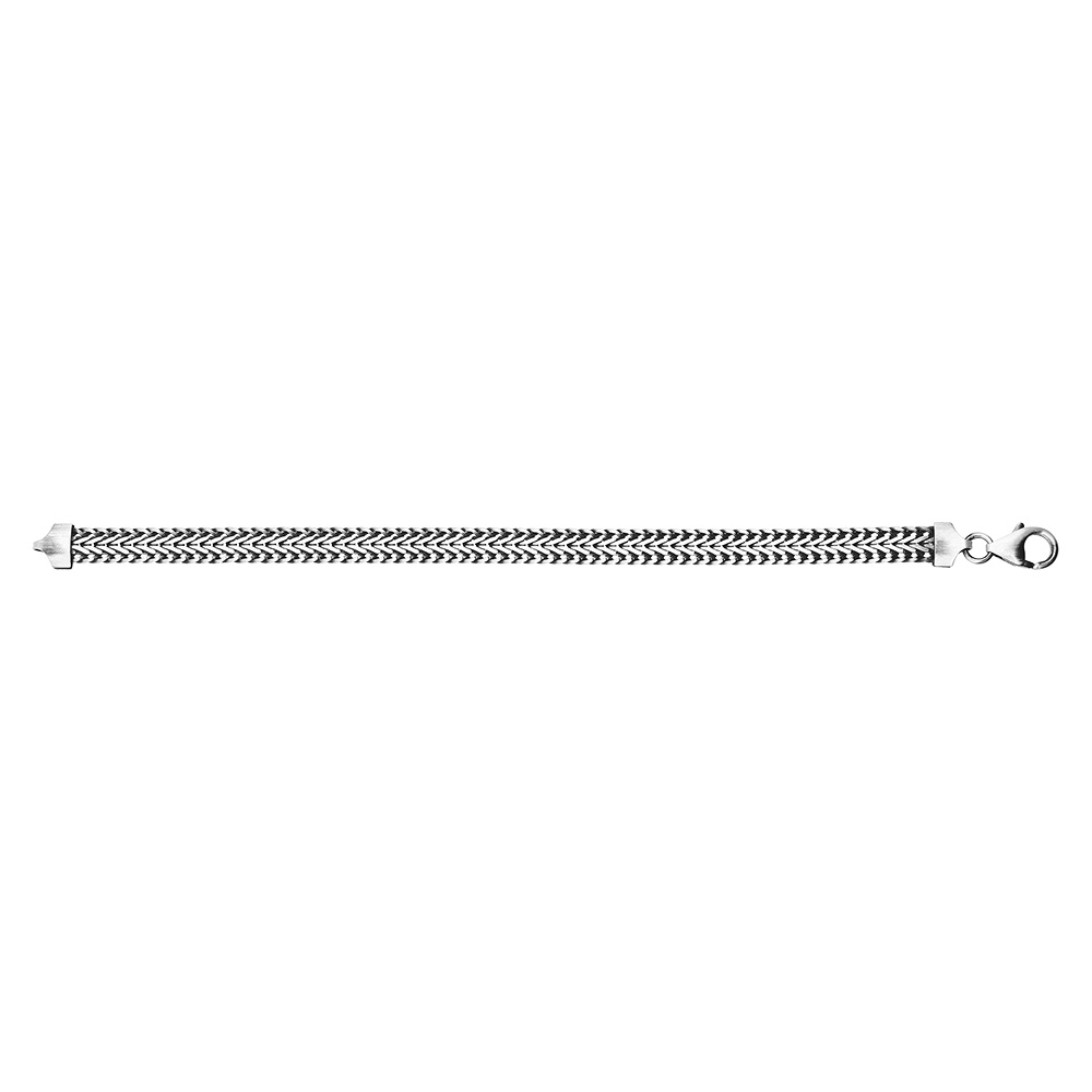 Bracelet en argent massif patin�e en maille large longueur 20,5cm - Vue 2