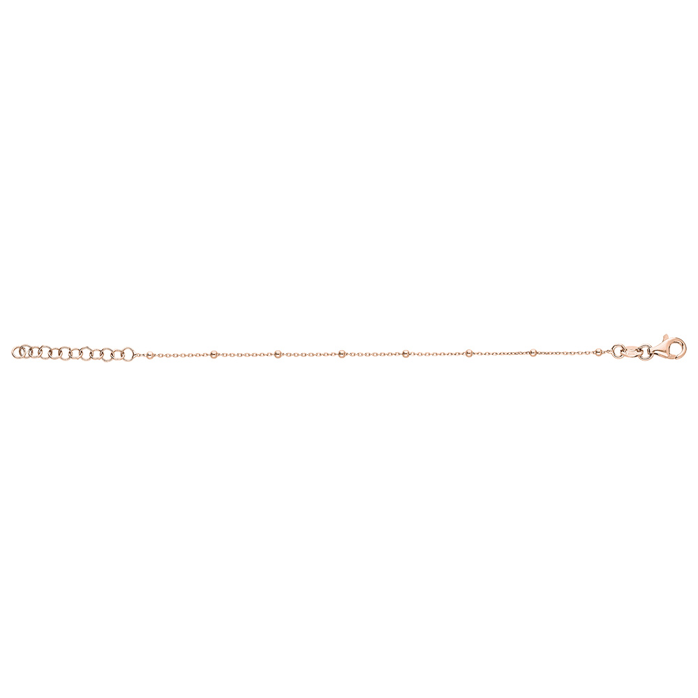 Bracelet en argent et dorure rose cha�ne avec fines boules 15+3cm - Vue 2