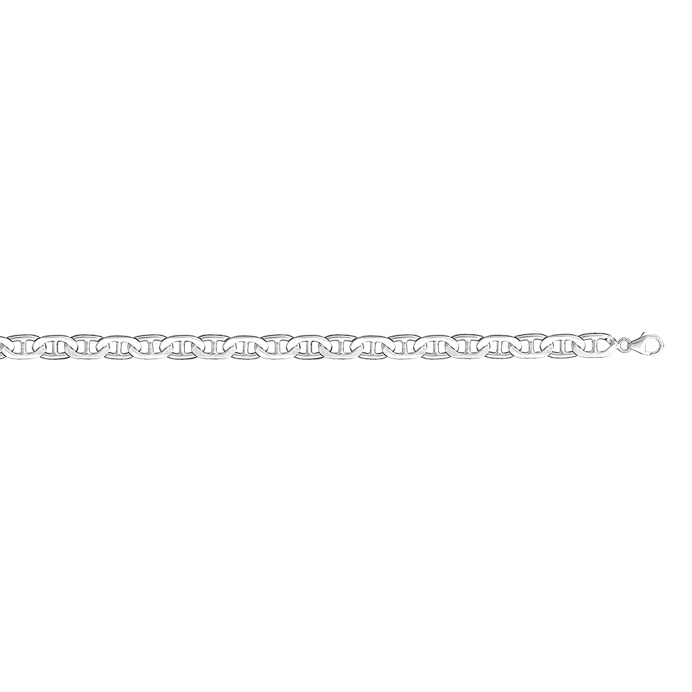 Cha�ne en argent rhodi� maille marine largeur 7mm et longueur 55cm - Vue 2