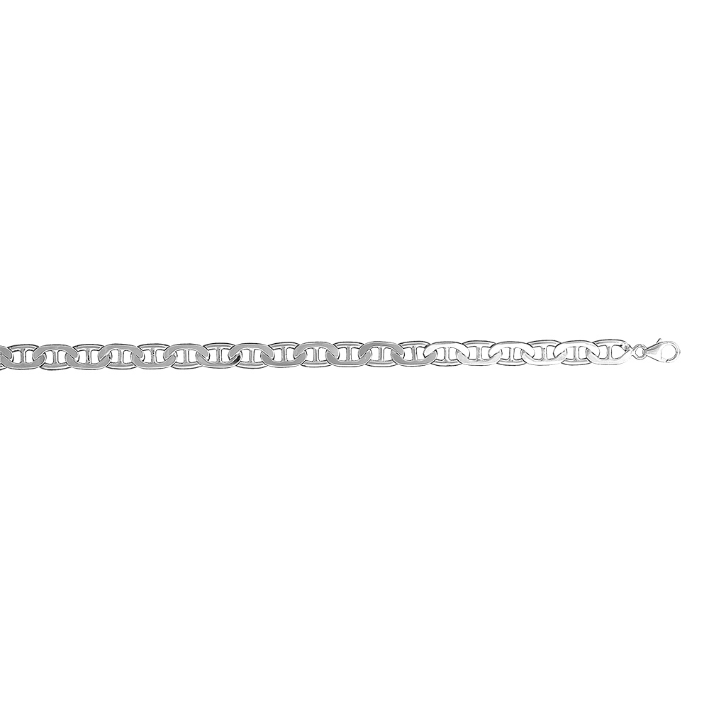 Bracelet en argent rhodi� cha�ne maille marine largeur 7mm et longueur 21cm - Vue 2