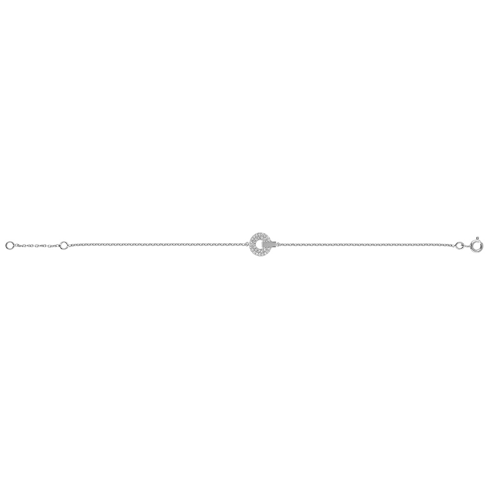 Bracelet en argent rhodi� rond oxydes blancs sertis 18cm r�glable 16 - Vue 2