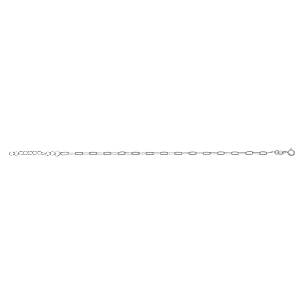 Bracelet en argent rhodi� maille rectangulaire largeur 2,6mm longueur 15+3cm - Vue 2
