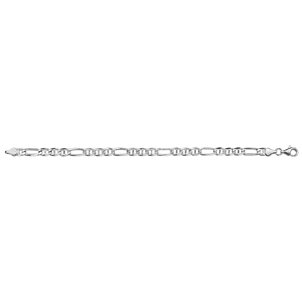 Cha�ne en argent rhodi� maille marine altern�e 1+3 - largeur 6mm et longueur 50cm - Vue 2