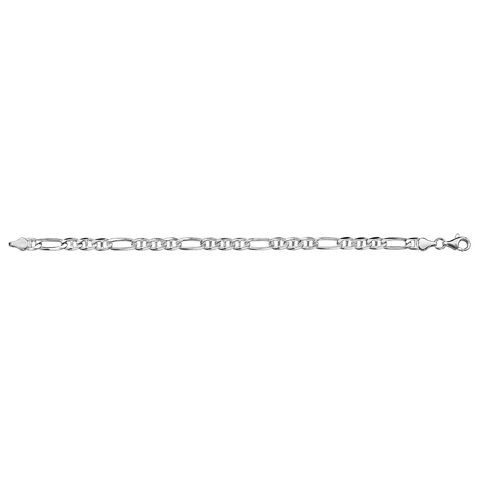 Cha�ne en argent rhodi� maille marine altern�e 1+3 - largeur 6mm et longueur 55cm - Vue 2