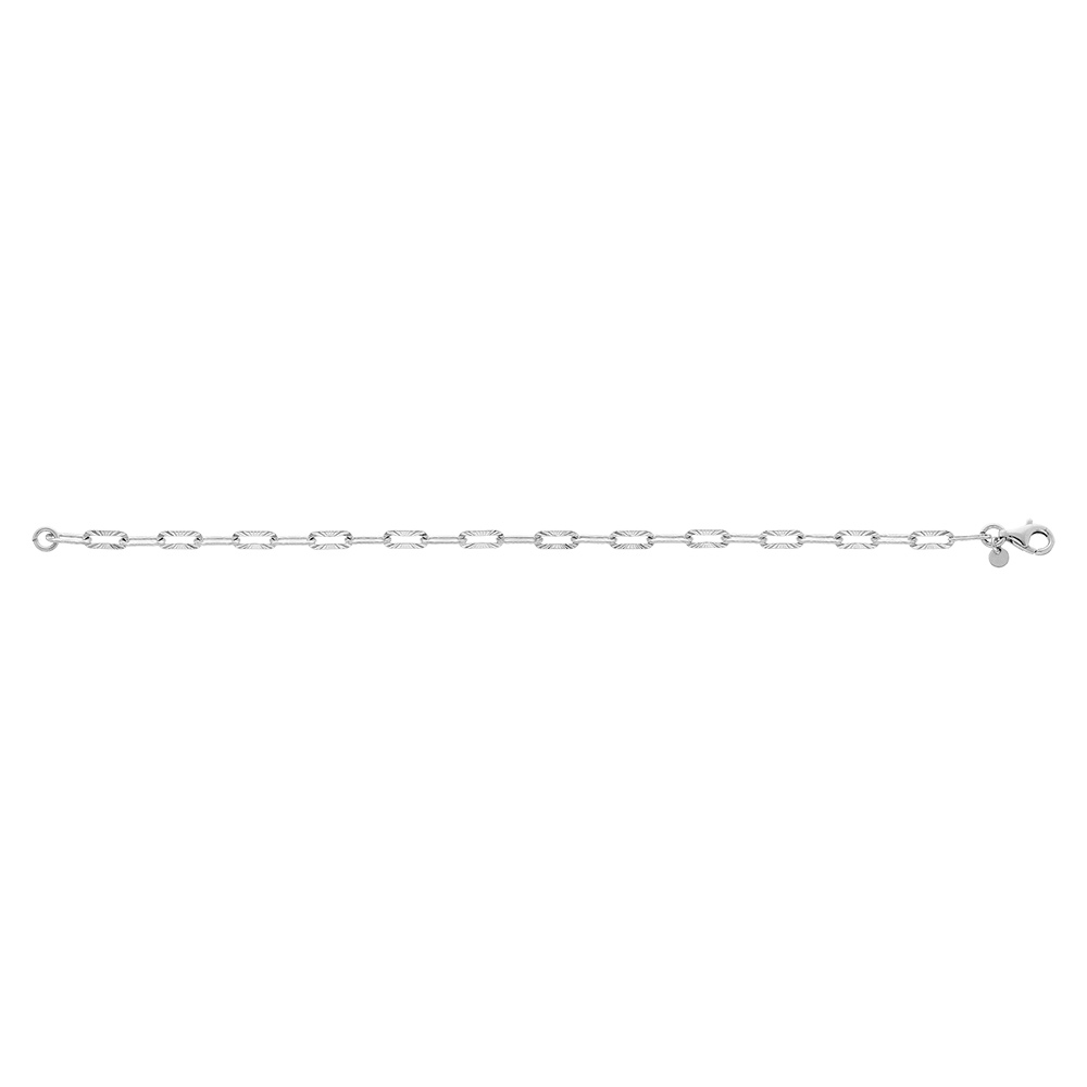 Bracelet en argent rhodi� mailles rectangles diamant�s 20cm - Vue 2