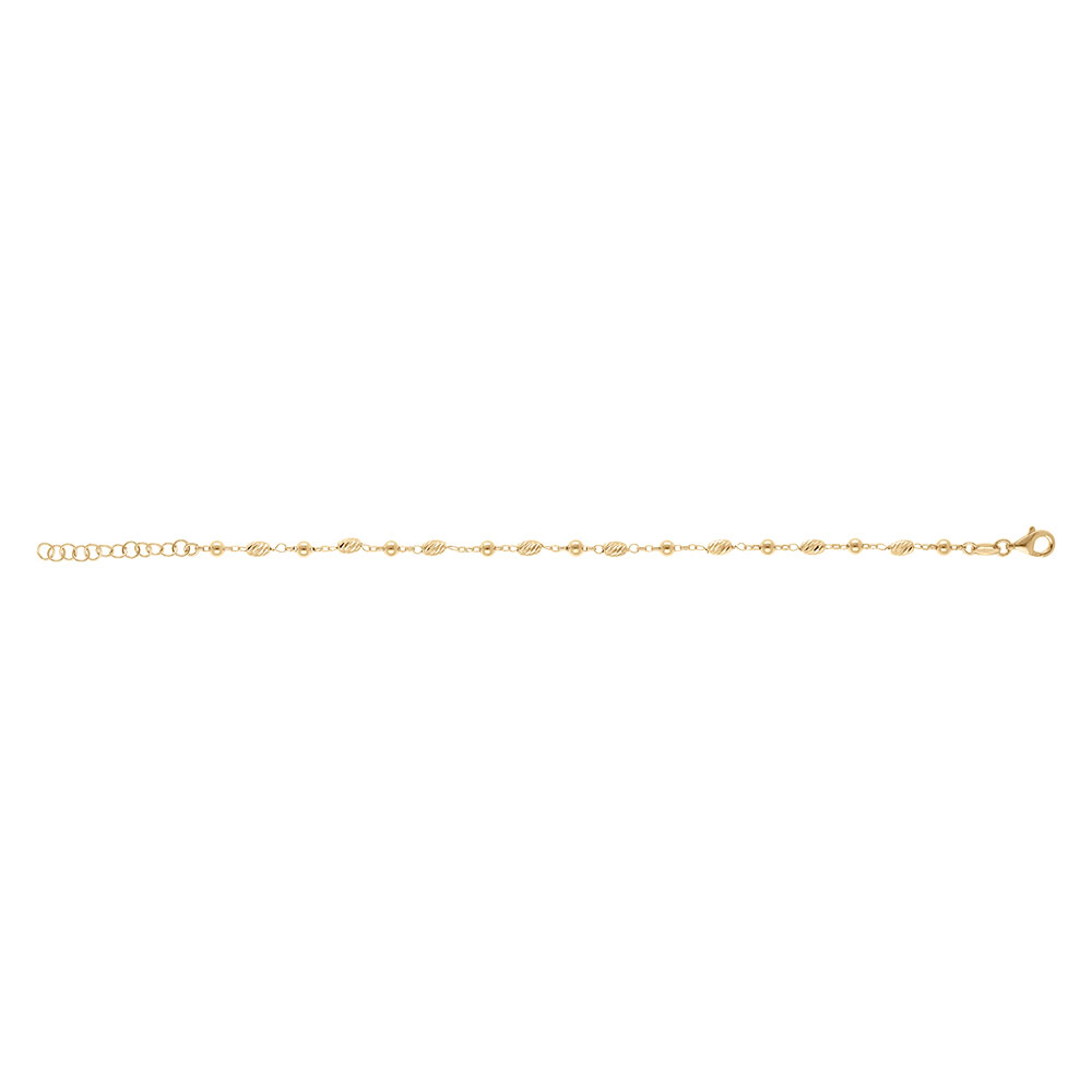 Bracelet en argent dor boules et olives diamantes - 16+3cm - Vue 2