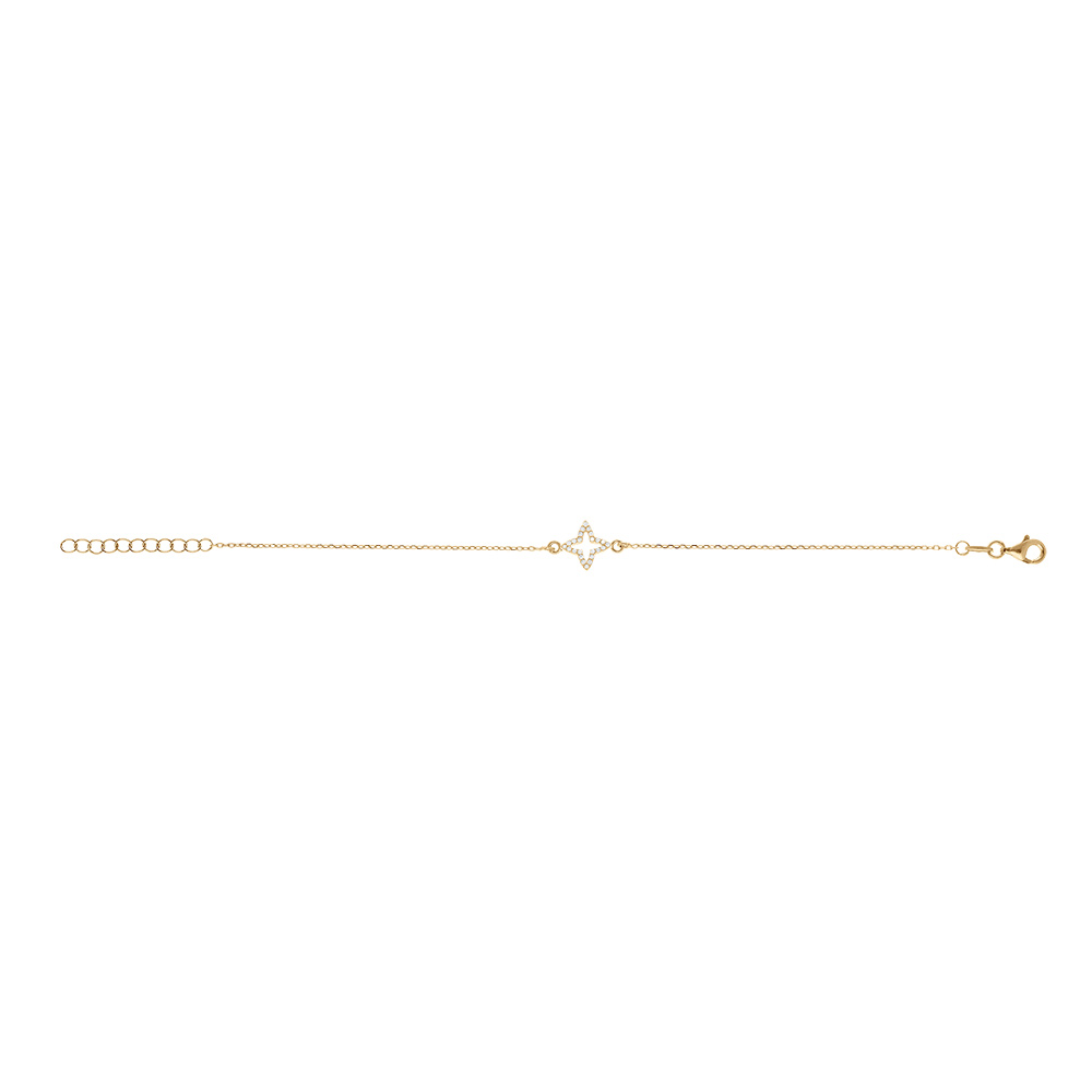 Bracelet en argent dor� etoile oxydes blancs sertis - 15+3 cm - Vue 2