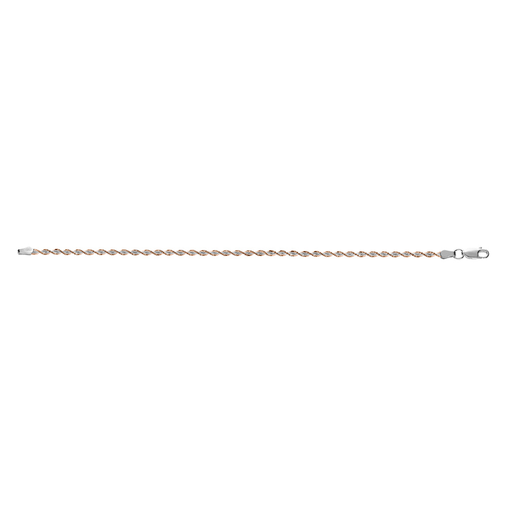 Bracelet en argent cha�ne vrille avec dorure rose largeur 3mm et longueur 17cm - Vue 2