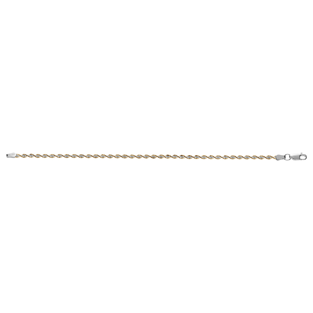 Bracelet en argent cha�ne bordure dorure jaune largeur 3mm et longueur 17cm - Vue 2