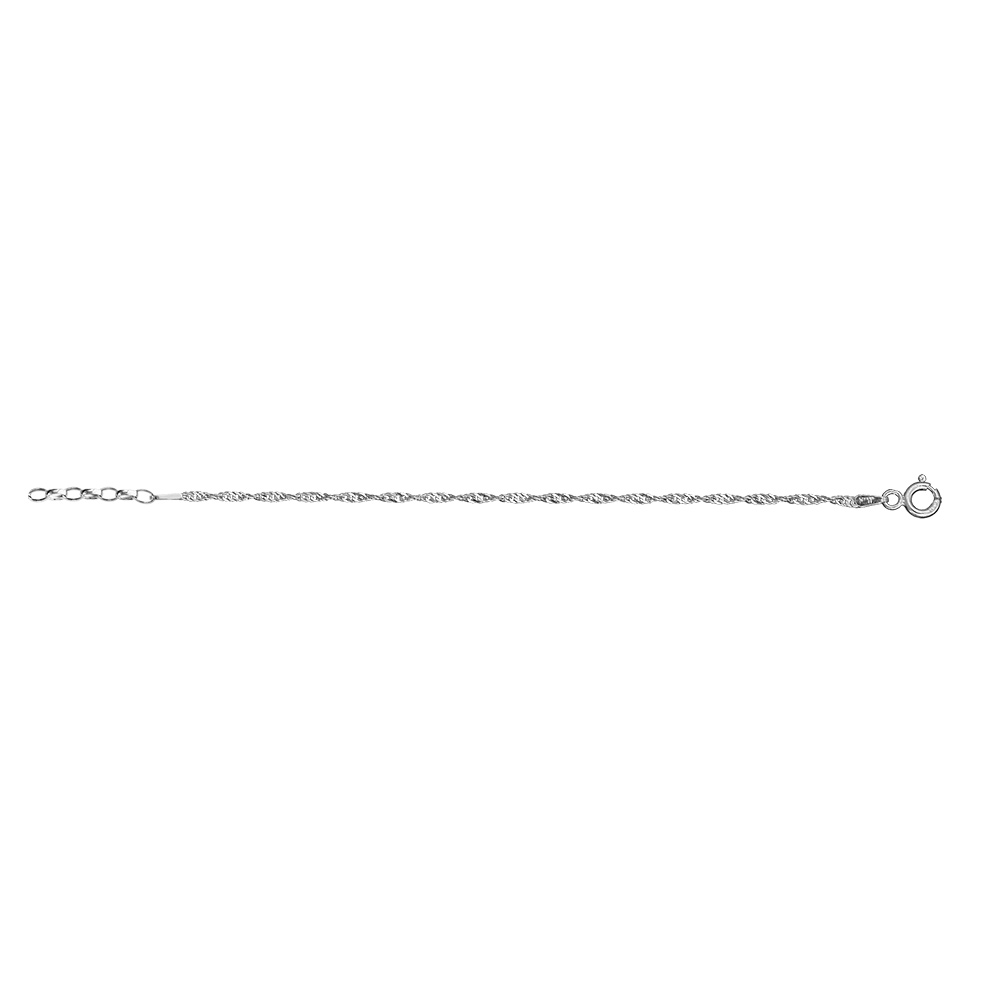 Bracelet en argent cha�ne maille Singapour - longueur 13cm + 2cm de rallonge - Vue 2