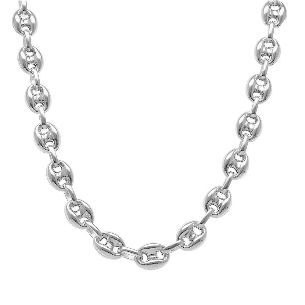 Cha�ne en argent maille grains de caf� 9mm longueur 50cm - Vue 2