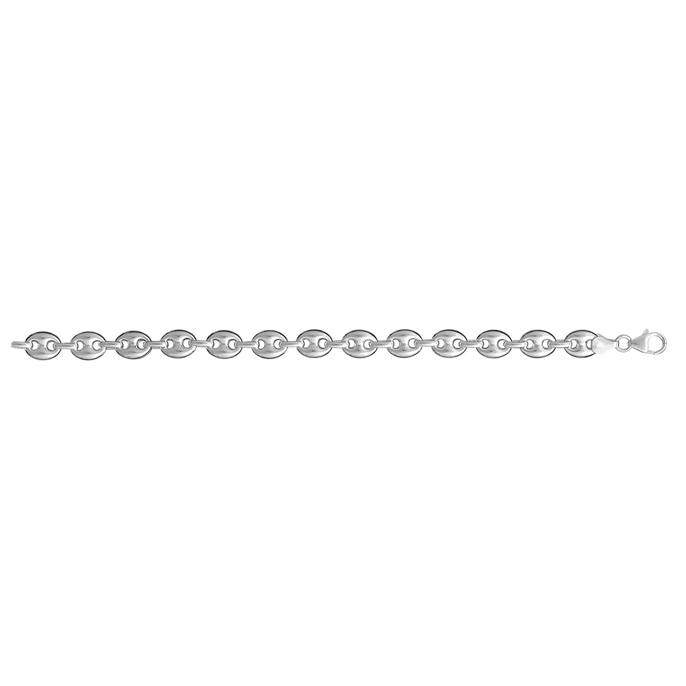 Bracelet en argent cha�ne maille grains de caf� largeur 9mm et longueur 18cm - Vue 2