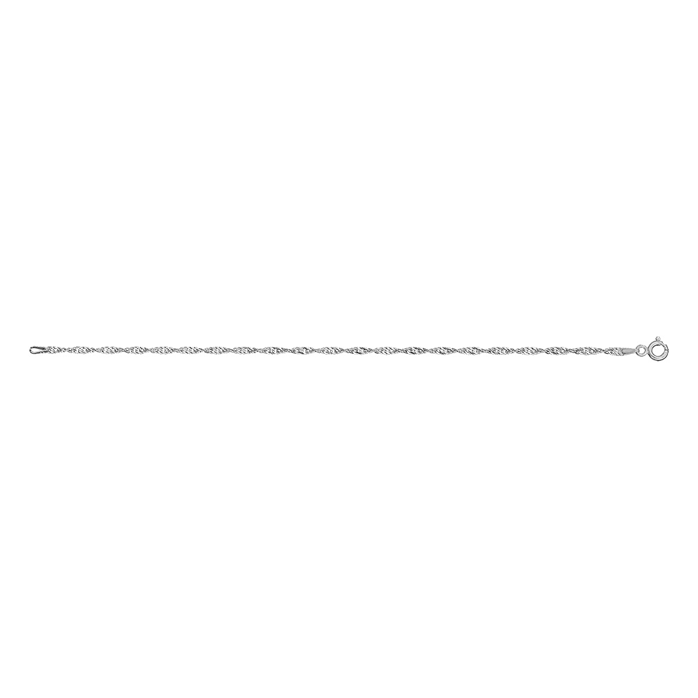 Bracelet en argent rhodi� cha�ne maille Singapour - largeur 2mm - longueur 18cm - Vue 2