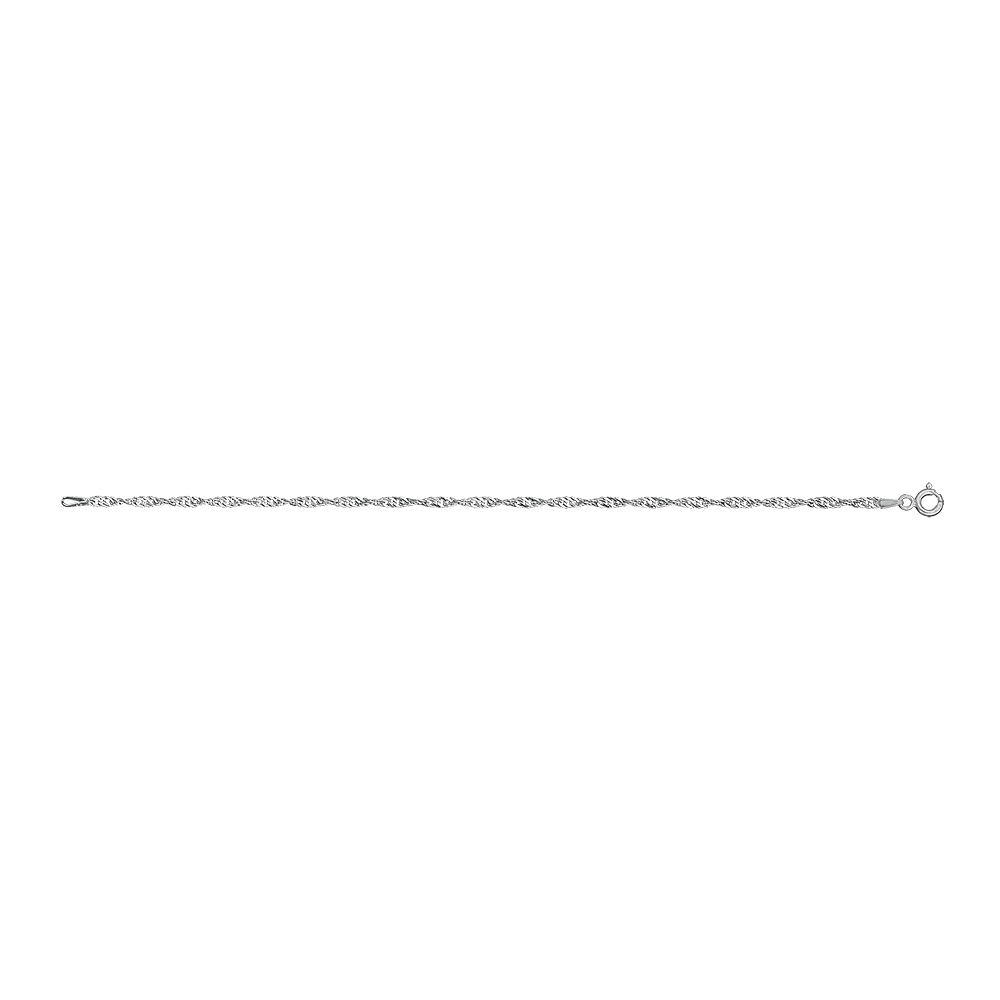 Bracelet en argent rhodi� cha�ne maille Singapour - largeur 2,2mm - longueur 18cm - Vue 2