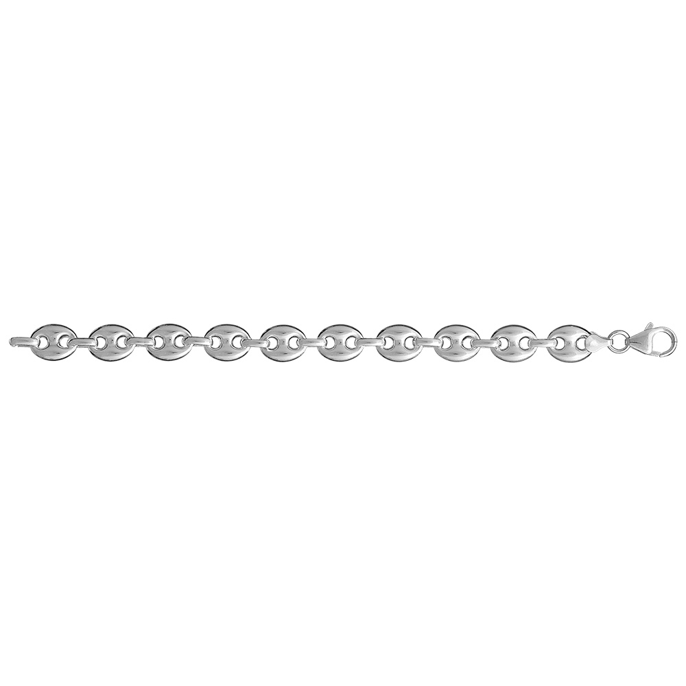 Bracelet en argent cha�ne maille grains de caf� largeur 12mm et longueur 21cm - Vue 2