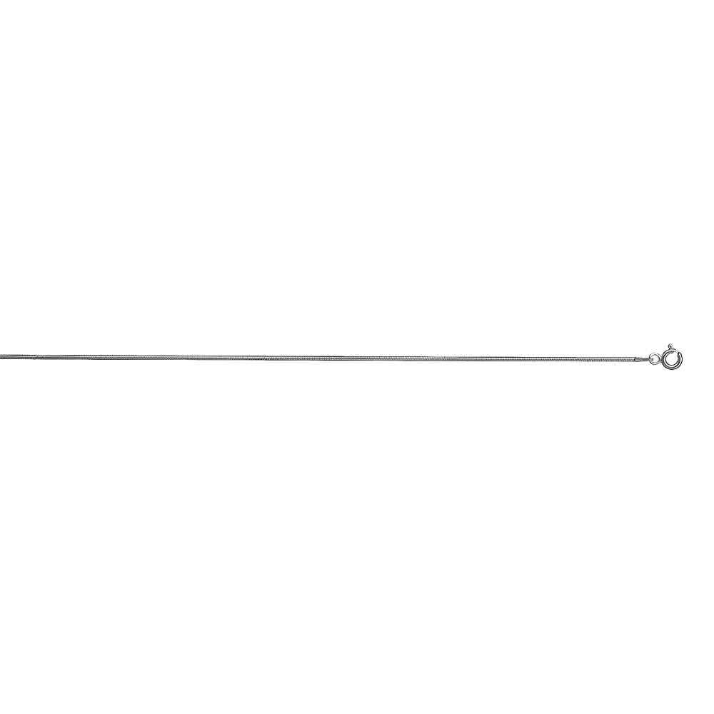 Cha�ne en argent rhodi� maille tube om�ga 1mm longueur 40+3cm - Vue 2