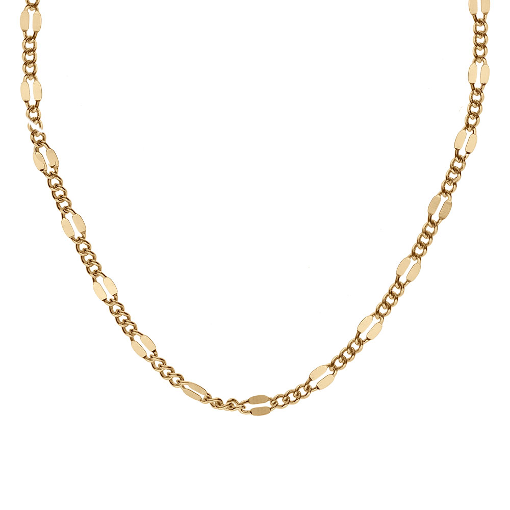 Collier en argent dor� maille fantaisie maille style gourmette - 42cm - Vue 2