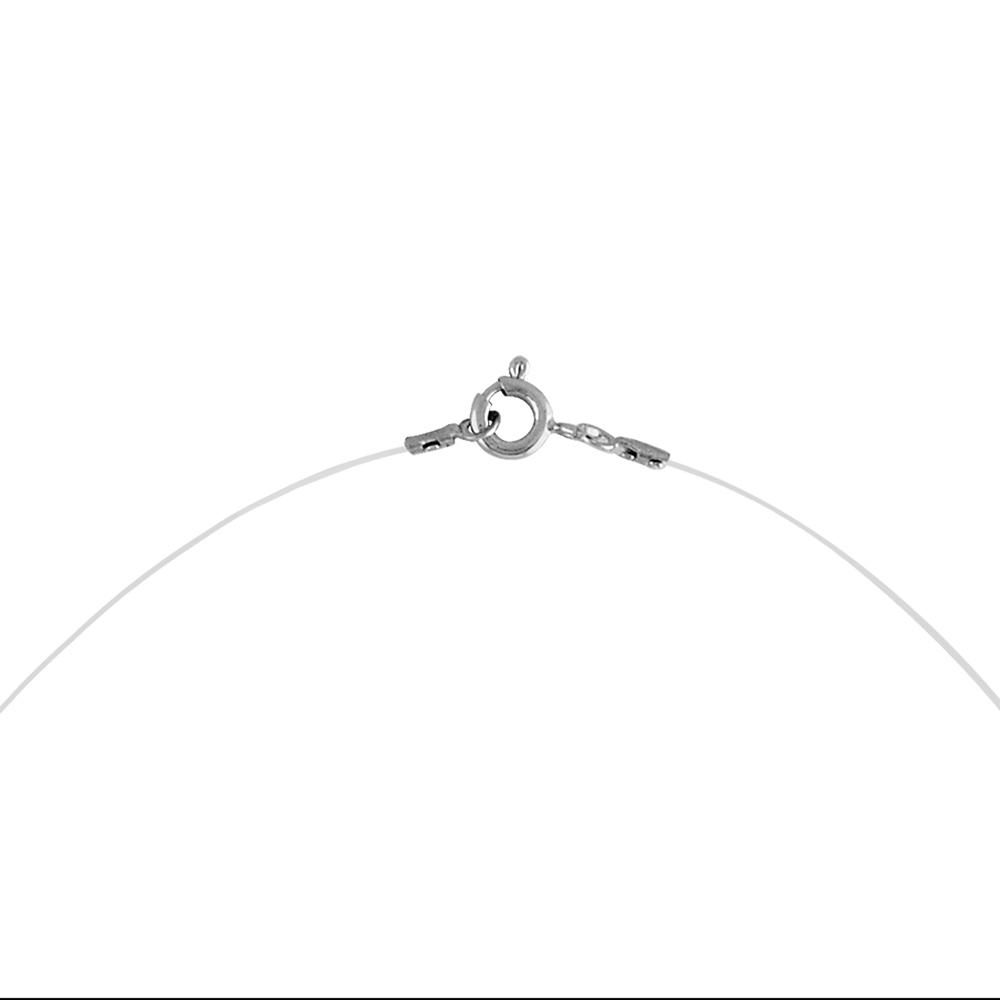 Collier fil en nylon et fermoir en argent - longueur 39cm - Vue 2
