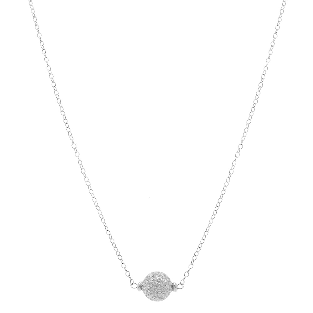 Collier en argent rhodi� boule givr�e - 38+5cm - Vue 2