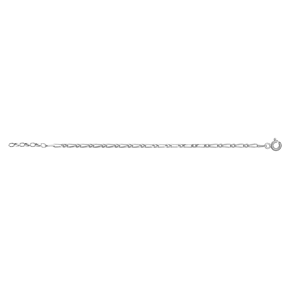Bracelet pour enfant en argent maille 1+1 largeur 2mm et longueur 13cm + 2cm de rallonge - Vue 2