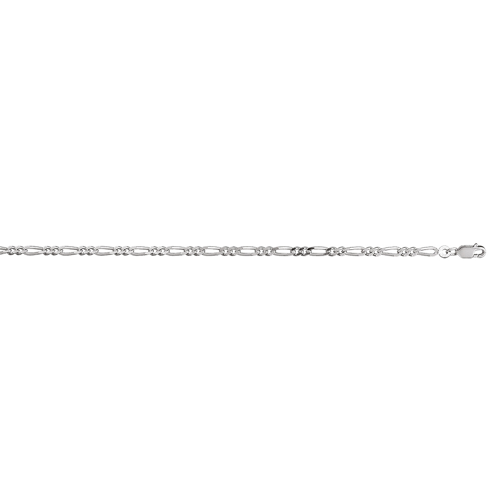 Bracelet en argent rhodi� cha�ne mailles 1+2 largeur 3mm et longueur 18cm - Vue 2