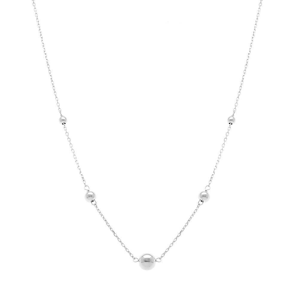Collier en argent rhodi� boules - 41+3cm - Vue 2