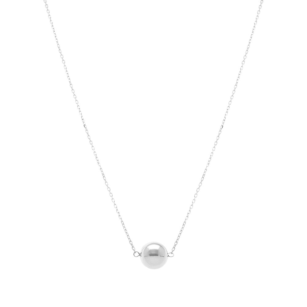 Collier en argent rhodi� boule 10mm - 41+3cm - Vue 2