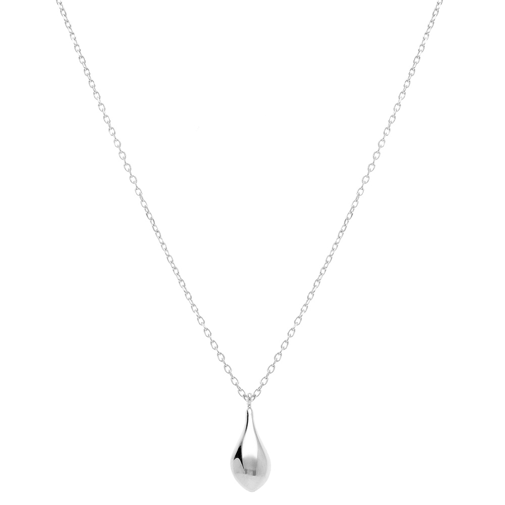 Collier en argent rhodi� pendentif goutte - 40+5cm - Vue 2