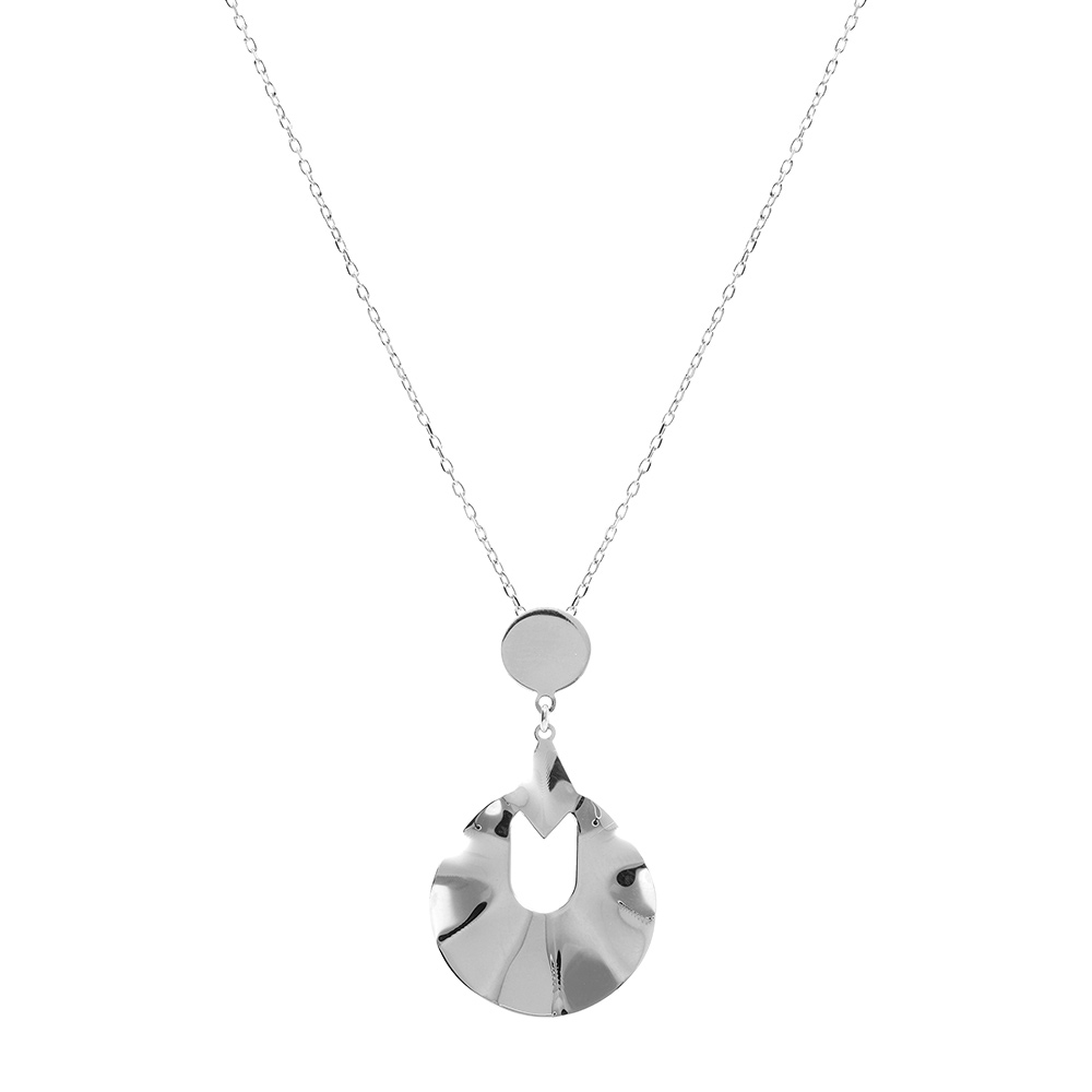 Collier en argent rhodi� pendentif forme g�ometrique - 40+5cm - Vue 2