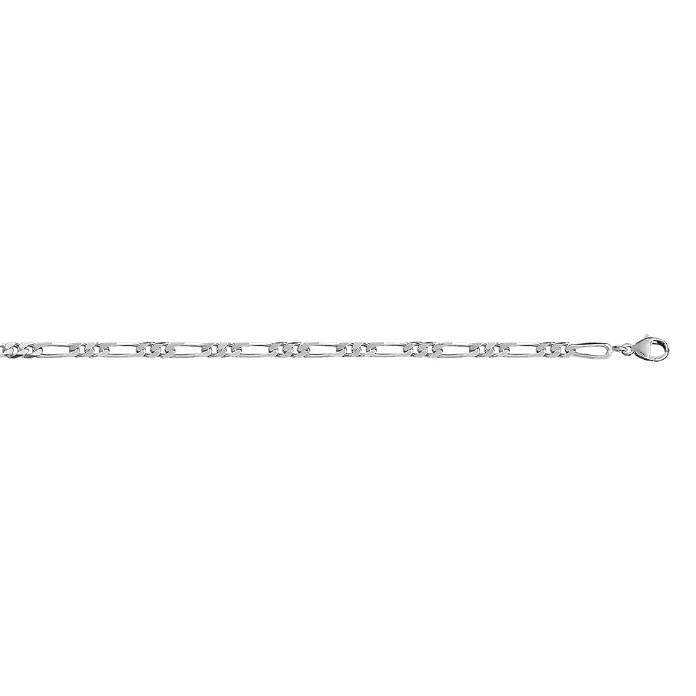 Bracelet en argent rhodi� cha�ne mailles 1+2 largeur 4mm et longueur 18cm - Vue 2