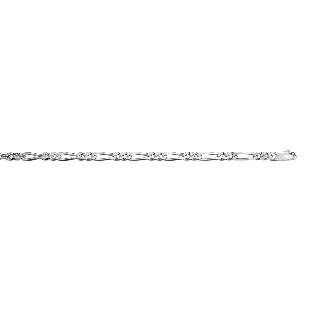 Cha�ne en argent rhodi� mailles 1+2 largeur 5mm et longueur 55cm - Vue 2