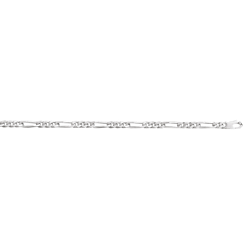 Cha�ne en argent rhodi� mailles 1+3 largeur 5mm et longueur 55cm - Vue 2