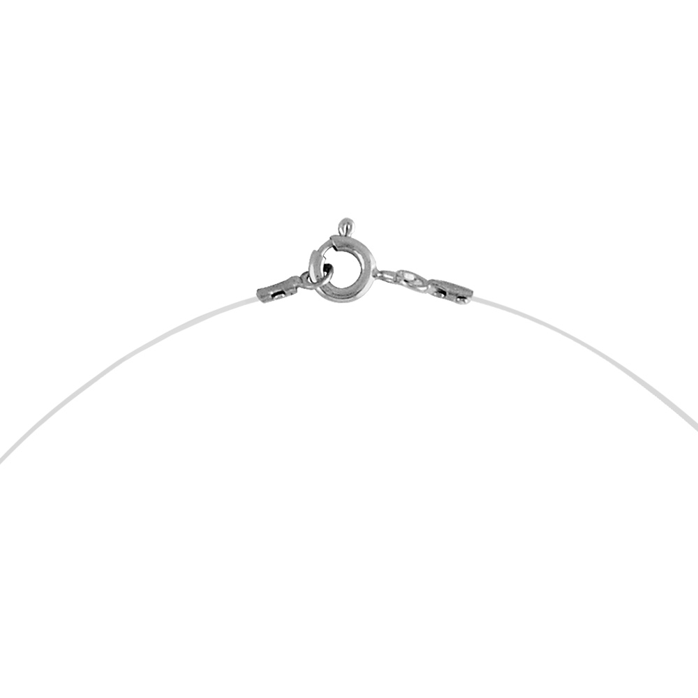 Collier fil en nylon et fermoir en argent - longueur 42cm - Vue 2