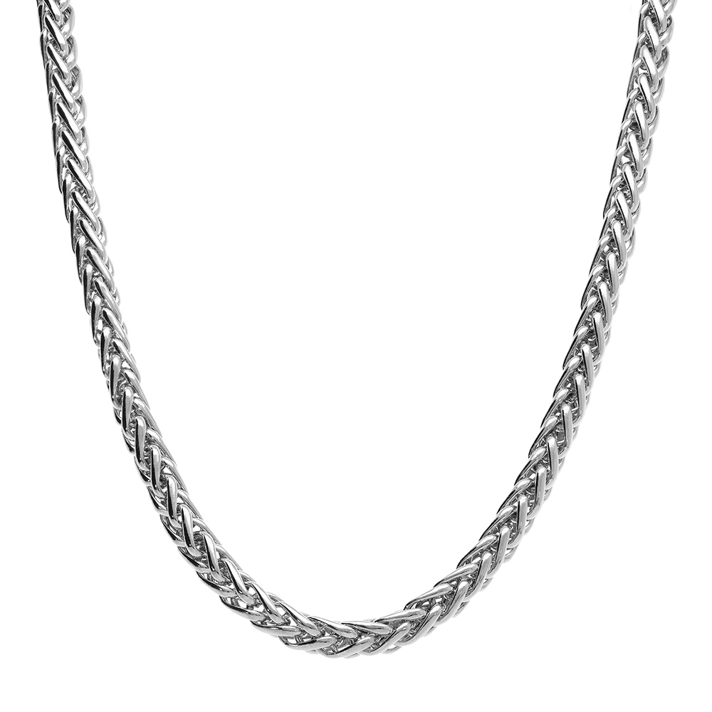 Collier en argent rhodi� maille palmier longueur 46cm - Vue 2