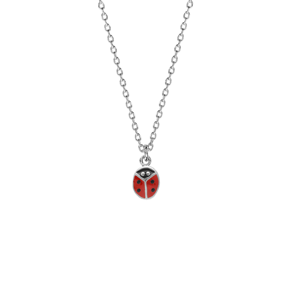 Collier pour enfant en argent cha�ne avec pendentif coccinelle - longueur 36cm + 2cm de rallonge - Vue 2