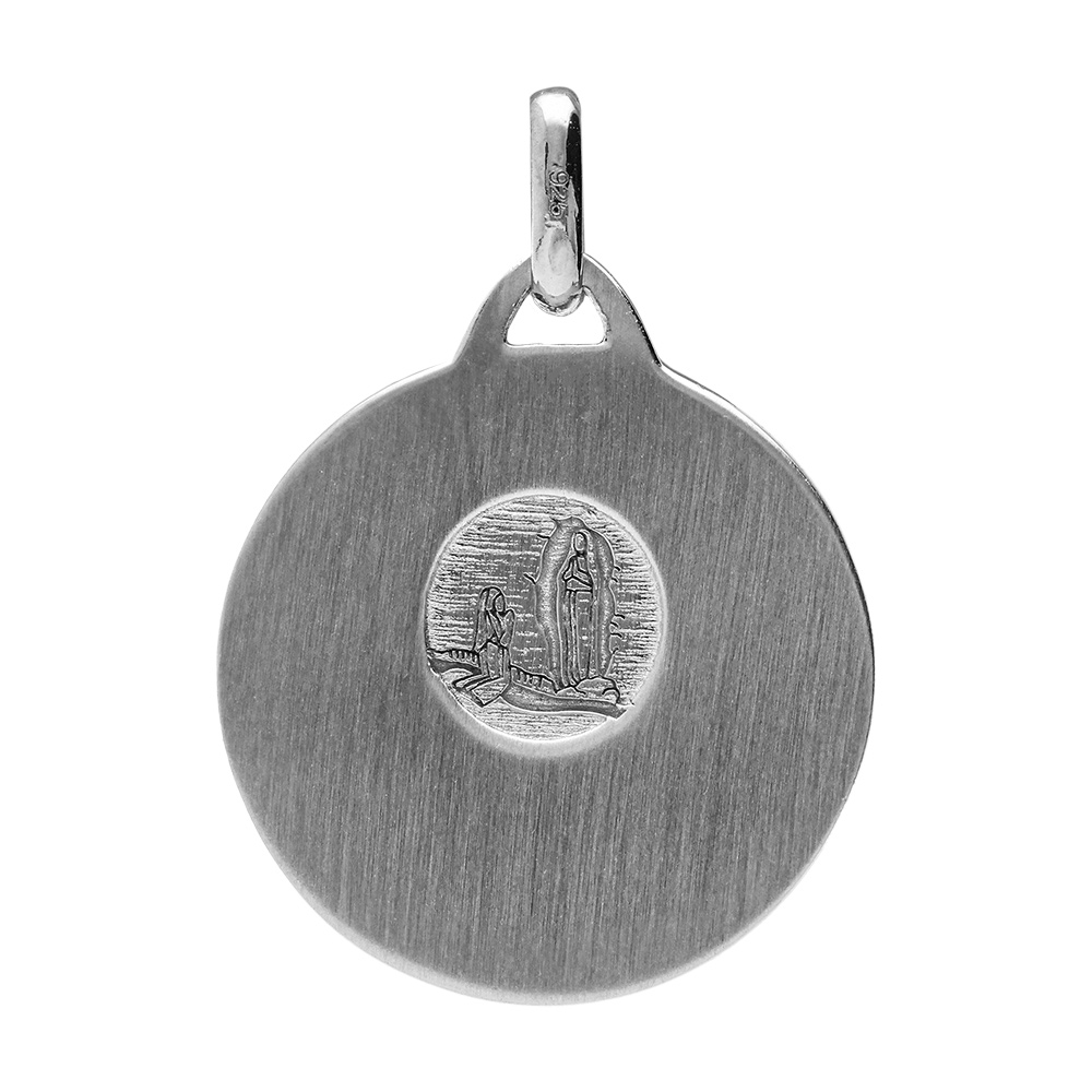 Pendentif m�daille en argent rhodi� de Saint-Christophe en relief et bord brillant - Vue 2