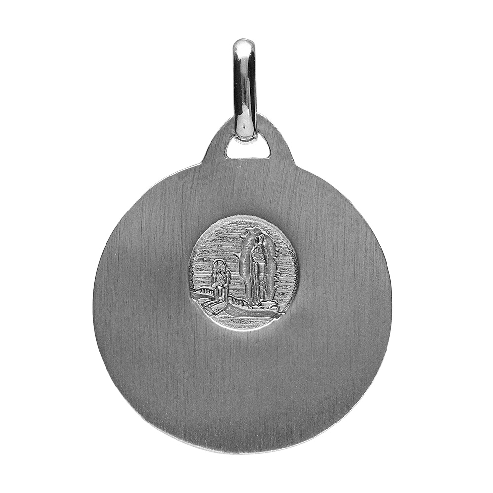 Pendentif m�daille en argent vierge Marie en relief et bord brillant - Vue 2