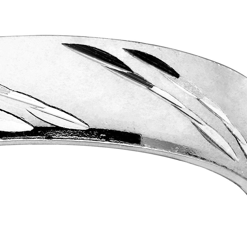 Alliance en argent rhodi� satin� 5mm et diamant�e 2 traits en biais - Vue 2