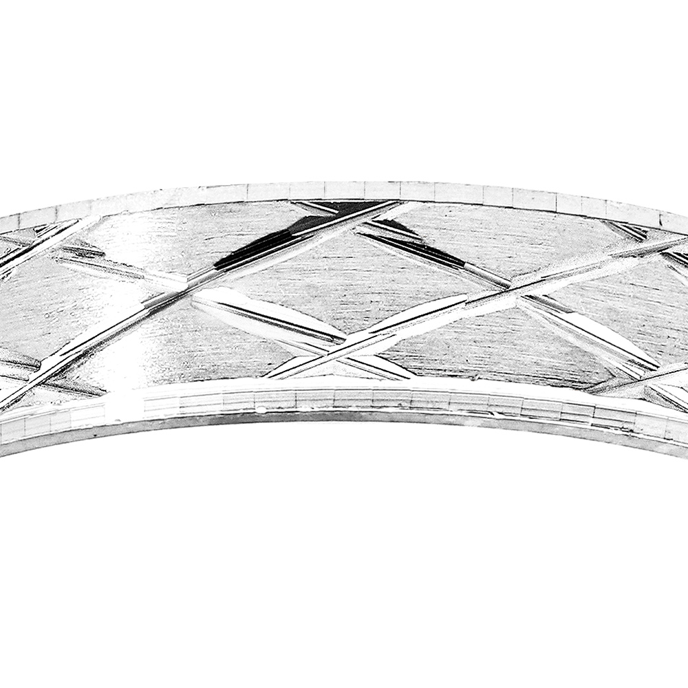 Alliance en argent rhodi� satin� 4mm avec motifs diamant�s en grandes croix - Vue 2