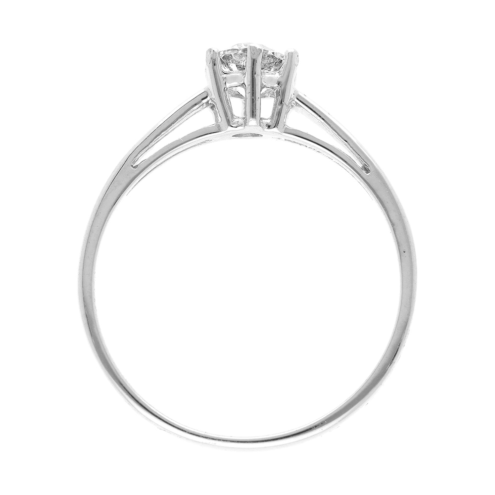 Bague en argent rhodi� solitaire rond oxyde blanc serti 5mm - Vue 2