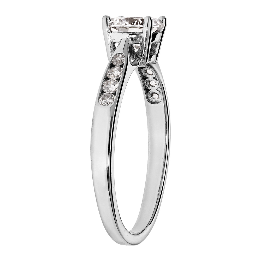 Bague en argent rhodi� grande taille solitaire 4 griffes et oxydes - Vue 2