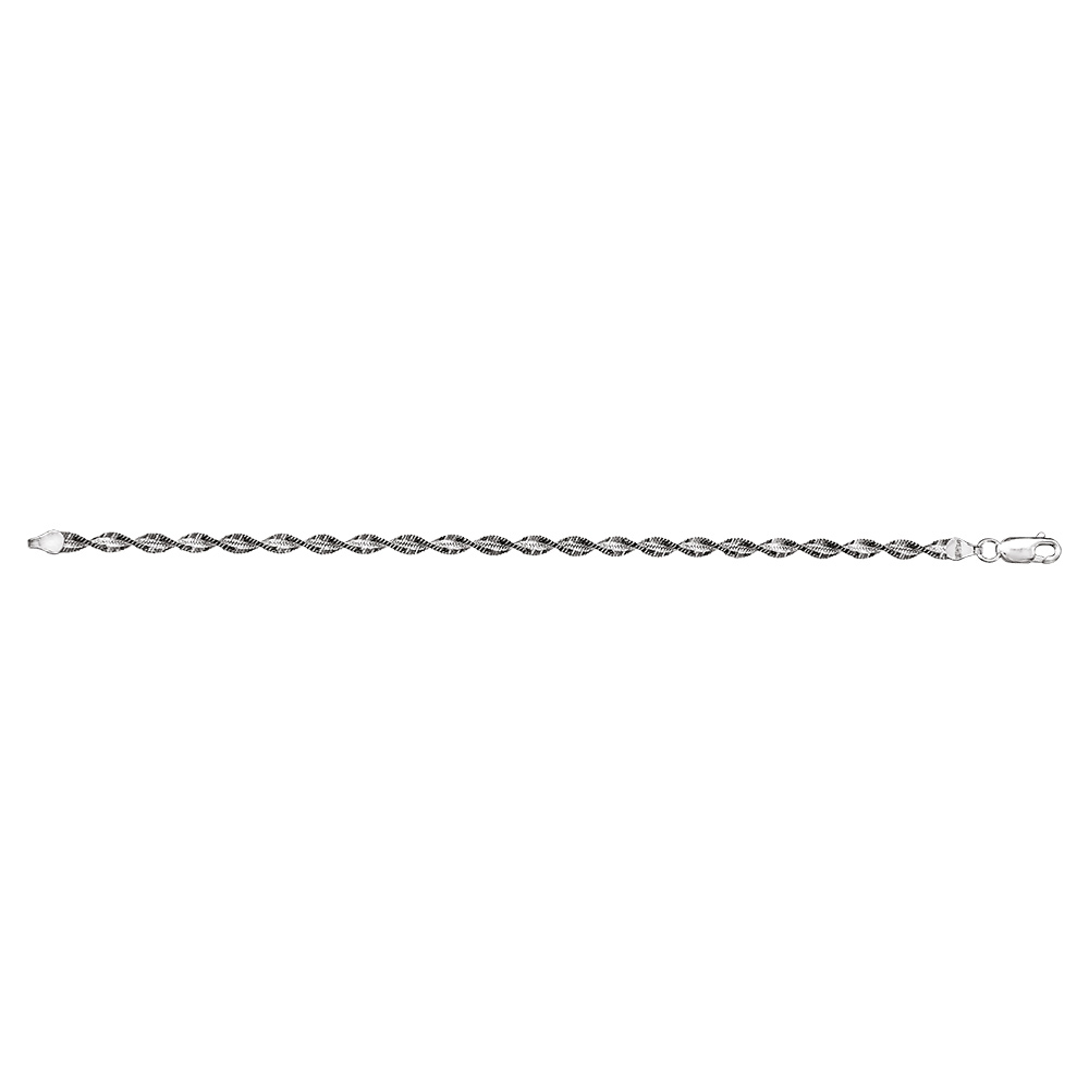 Bracelet en argent cha�ne vrill�e et brillante - longueur 18cm - Vue 2