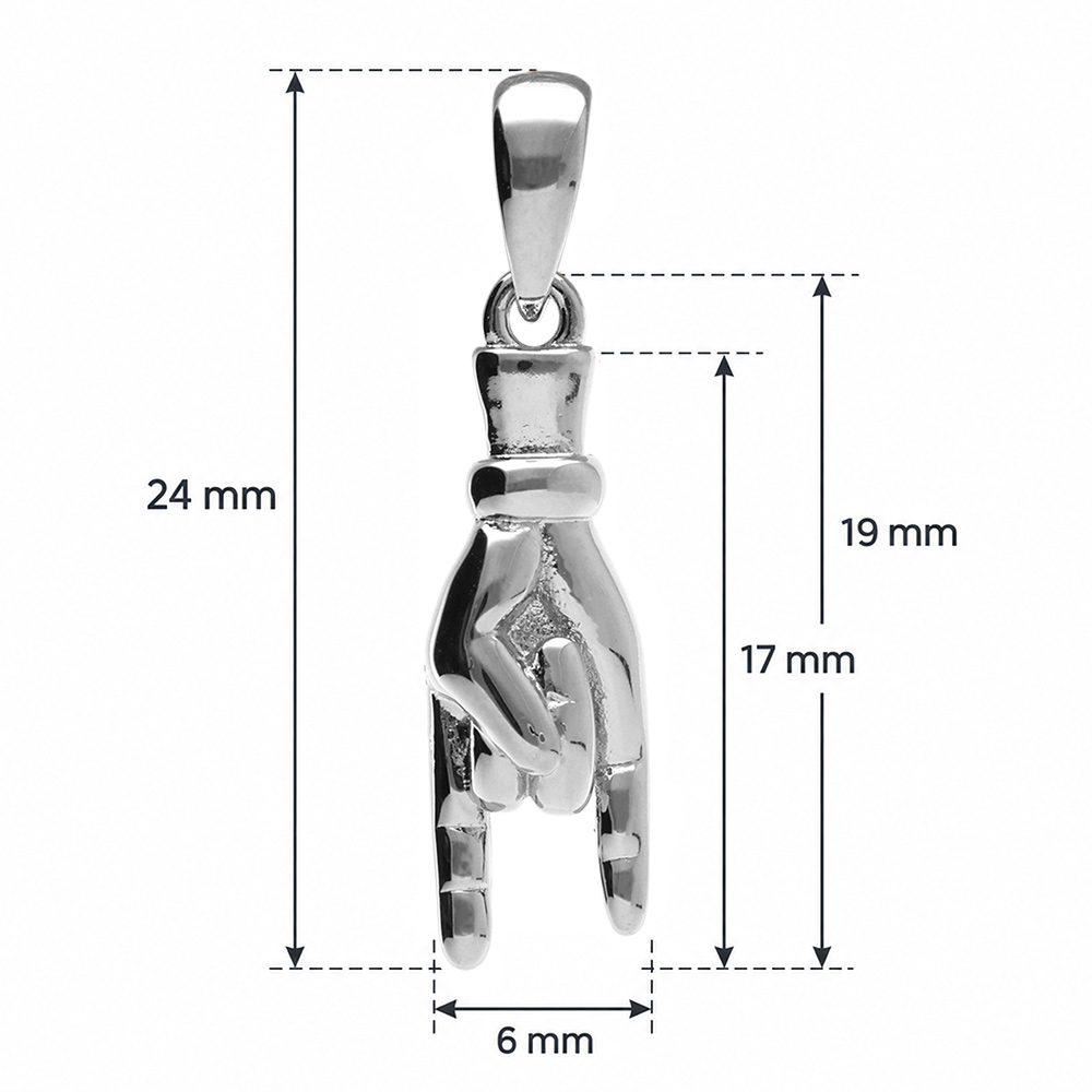 Pendentif en argent rhodi� main porte bonheur italien - Vue 2