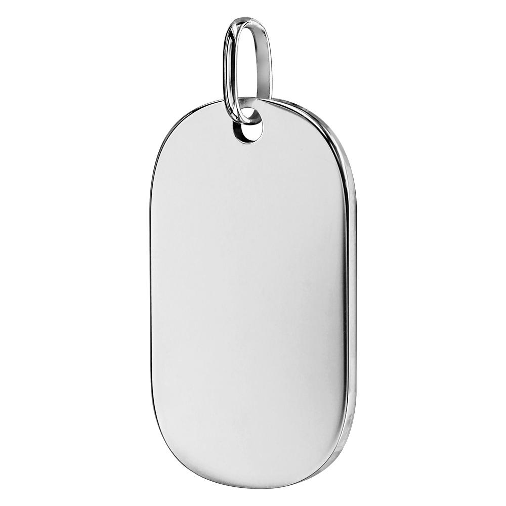 Pendentif en argent plaque G.I. avec pans arrondis grand mod�le 20mm X 33mm - plaque prestige - Vue 2